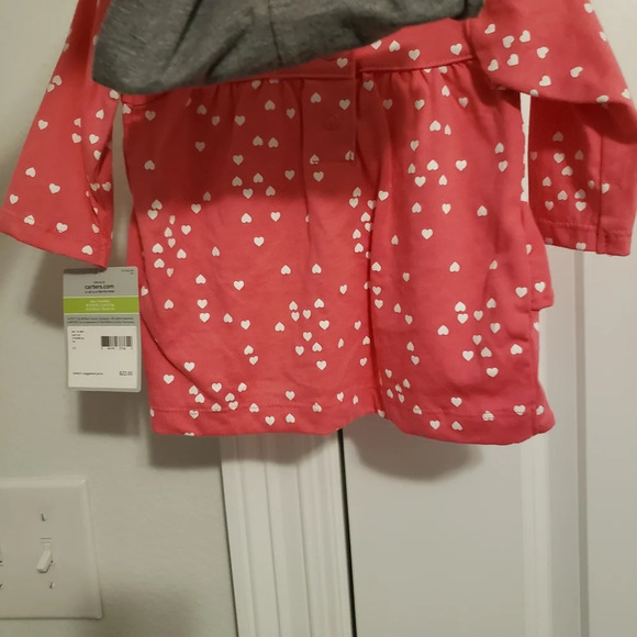 Carter's Pink Hedgehog and Hearts Ruffle Top and Pants set baby girl 3M - Picture 3 of 6